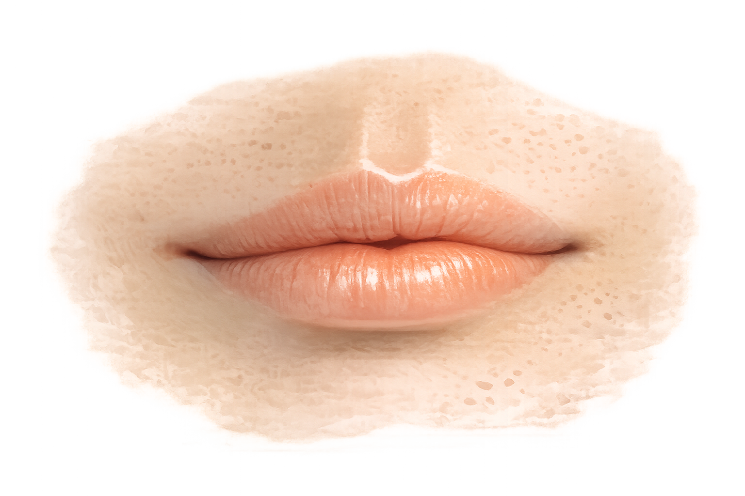 Example of a beige-pink lip color pulling peachy orange on olive undertones