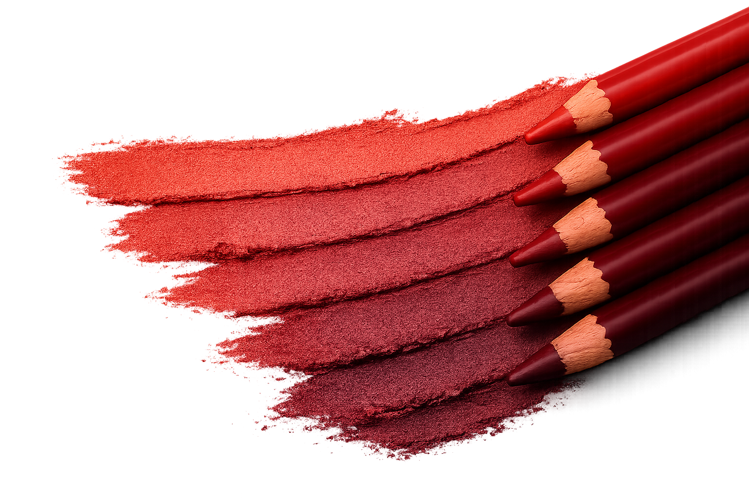 Red lip liner pencils with red swatches